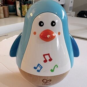 Hape Musical Fun Wobbler Penguin Bell Toy Baby Toddler Used
